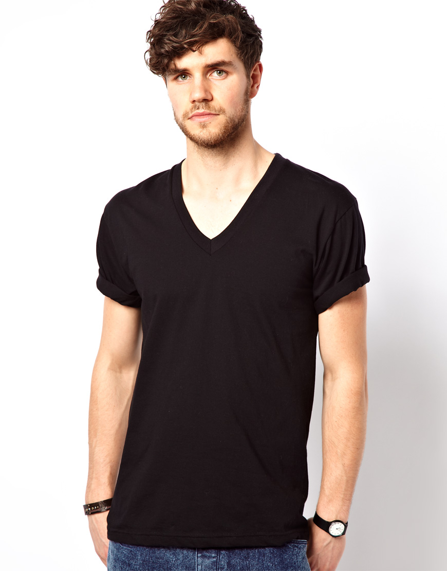 american apparel black vneck tshirt product 1 10094686 779655637