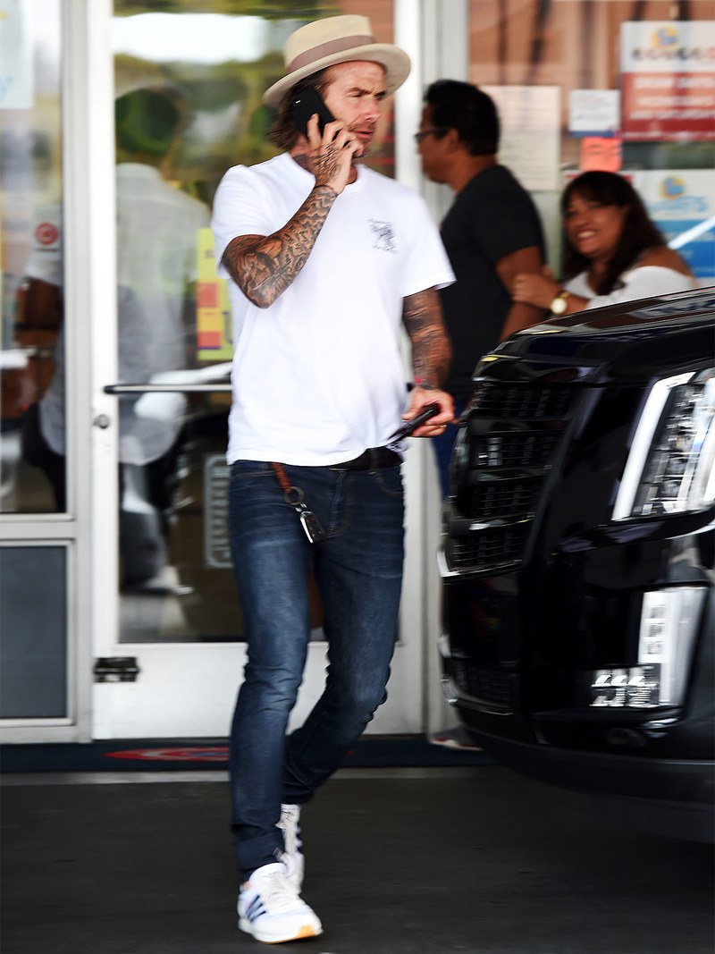 david beckham white tee jeans