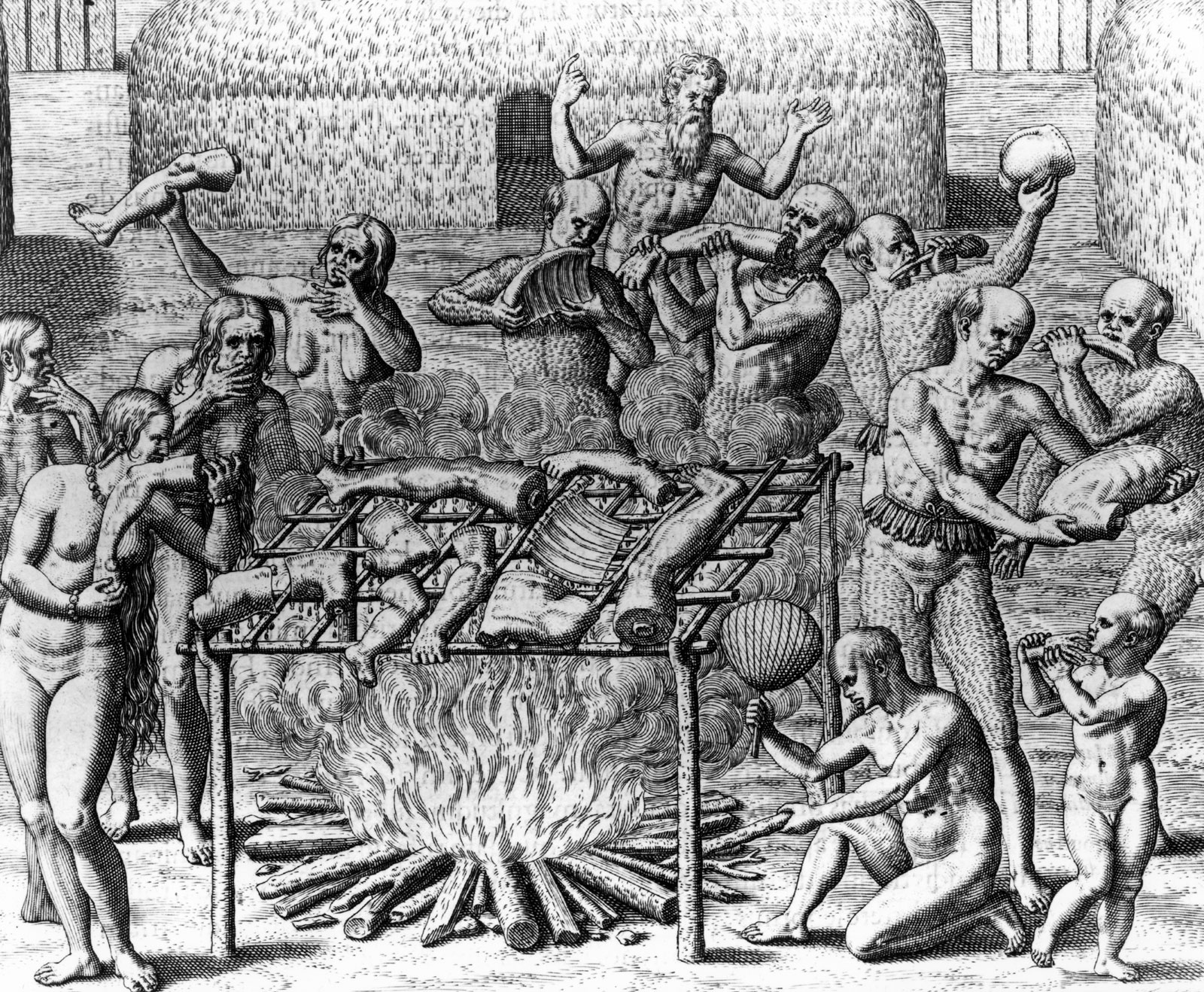 Human cannibalism engraving Theodor de Bry