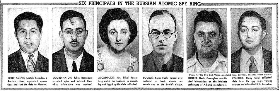 NYT 1951 04 01 Six principles in the Russian atomic spy ring