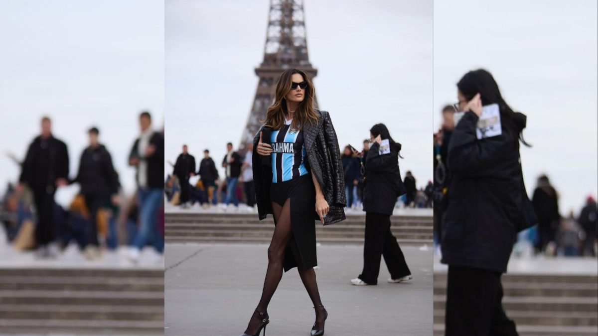 Alessandra Ambrosio veste camisa do Gremio em Paris Fashion Week 3