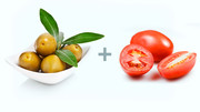Ελιές + Ντομάτες = Οι ελιές είναι μια υγιής πηγή φυτικών ινών, που παρέχουν σχεδόν το 20% των καθημερινών απαιτήσεων. Τα τρόφιμα με υψηλή περιεκτικότητα σε ίνες παρέχουν την "ψευδαίσθηση" πληρότητας και αυτό βοηθά στην απώλεια βάρους. 
Οι ντομάτες περιέχουν μεγάλη ποσότητα λυκοπενίου, ένα αντιοξειδωτικό που είναι εξαιρετικά αποτελεσματικό στην απομάκρυνση των ελεύθερων ριζών που προκαλούν καρκίνο από την καταστροφή των συστημάτων του σώματος. Επιπλέον, περιέχει μια αφθονία βιταμίνης Α και κάλιο, καθώς και σιδήρου. 