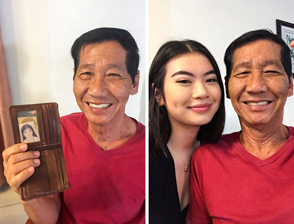 Ο παππούς ξανασμίγει με την εγγονή του μετά από 15 χρόνια και της δείχνει πώς ήταν στα 5 της