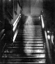 Η κυρία του Raynham Hall. Η φωτογραφία τραβήχτηκε το 1936. Λέγεται πως η αέρινη φιγούρα ανήκει στην Dorothy Townsend, την ιδιοκτήτρια του Raynham Hall.