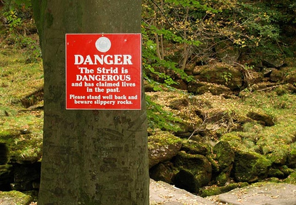 Είναι ένας μικρός ακίνδυνος-εμφανισιακά ποταμός, 2 μέτρων περίπου σε πλάτος γνωστός ως Bolton Strid ή απλά Strid. 
