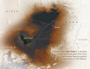 Η λίμνη, η οποία διασχίζει τα σύνορα του Τσαντ, του Νίγηρα, της Νιγηρίας και του Καμερούν, έχει μειωθεί περαιτέρω σε μέγεθος εξαιτίας ανθρωπογενών δραστηριοτήτων.