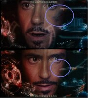 O Iron Man τη μία στιγμή έχει μία πληγή, την άλλη όχι.