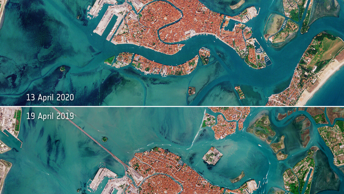 Απίστευτες εικόνες! Άδειασε η Βενετία λόγω κορονοϊού - Οι δορυφορικές λήψεις της NASA (photos)