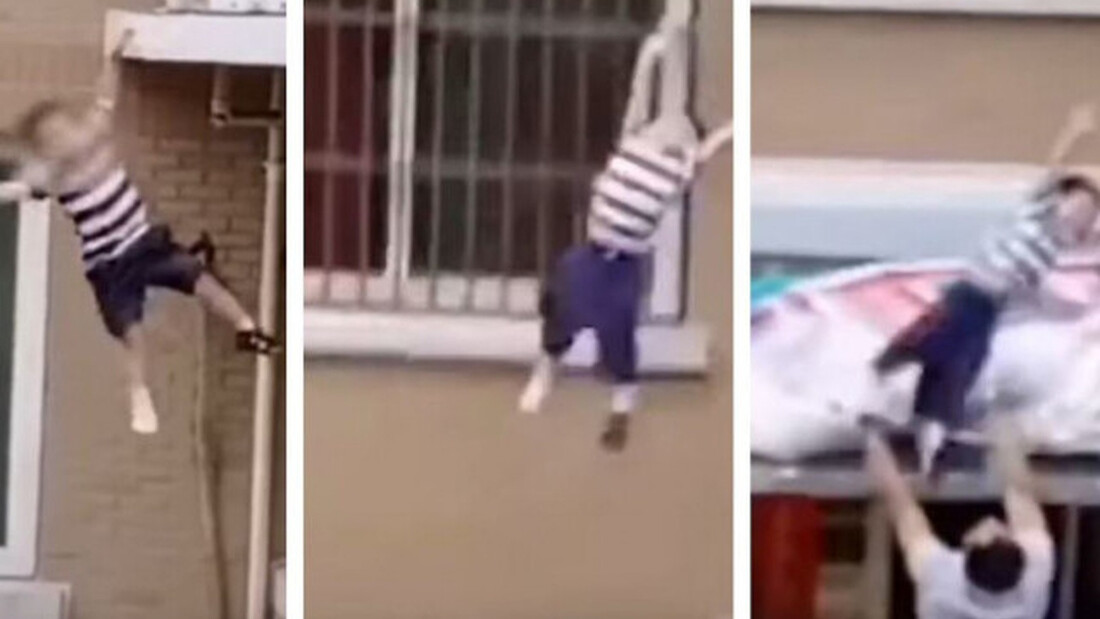 Κίνα - Συγκλονιστικές εικόνες: Γείτονας πιάνει στον αέρα νήπιο που έπεσε από τον πέμπτο