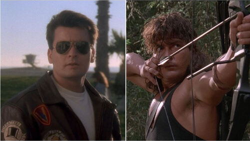 Όταν ο Charlie Sheen σατήριζε υπέροχα τα Top Gun και Rambo